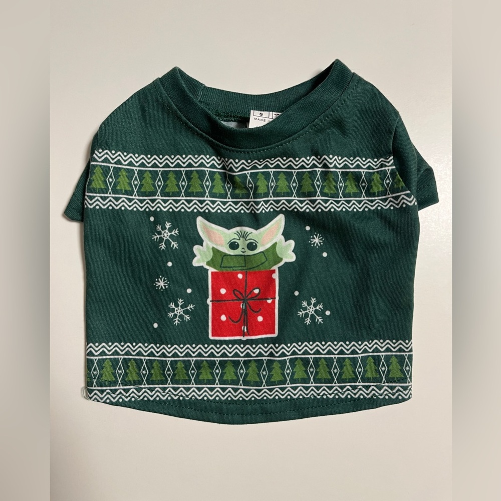 Star Wars Christmas Mandalorian S Pet Dog T-Shirt Green
